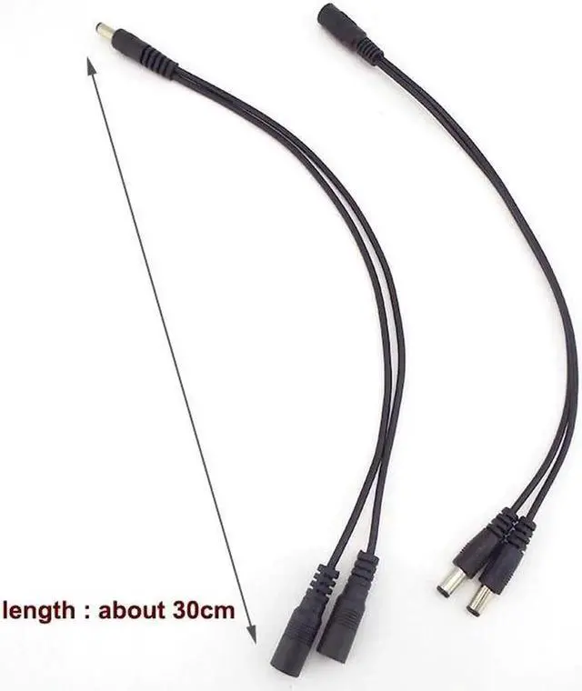 Alt view image 2 of 4 - JAENFONG 5.5mm*2.1mm 1 Female to 2 Male Way Connector DC Plug Power Splitter Cable for CCTV LED Strip Light Power Supply Adapter