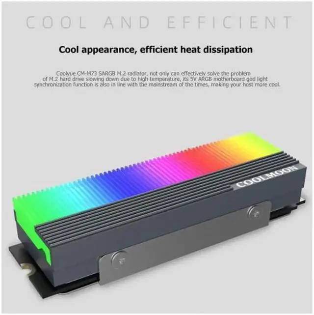 Alt view image 2 of 7 - COOLMOON ARGB M2 SSD Heatsink 5V 3Pin NVME NGFF M.2 2280 Solid State Drive Hard Disk Cooling Radiator Heat Sink Cooler Vest Thermal Pad
