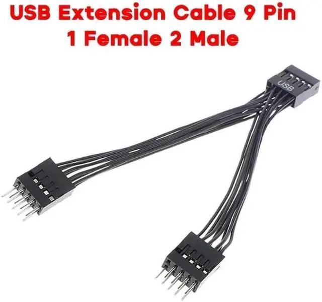 Alt view image 5 of 6 - JAENFONG 1PC 9Pin Computer Motherboard USB Extension Cable 1 Female To 2 Male Y Splitter Extension Cable For PC DIY 10cm