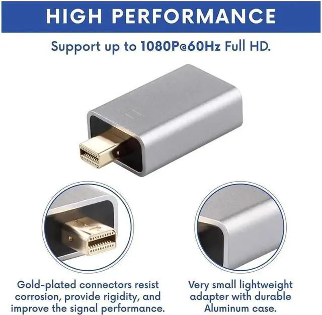 Alt view image 2 of 7 - Thunderbolt Compatible Adapter HDMI to Mini DisplayPort Connector for Apple MacBook Pro MacBook Air HDTV iMac Microsoft Surface