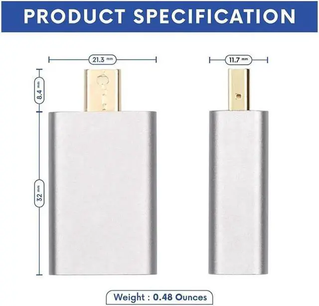 Alt view image 6 of 7 - Thunderbolt Compatible Adapter HDMI to Mini DisplayPort Connector for Apple MacBook Pro MacBook Air HDTV iMac Microsoft Surface