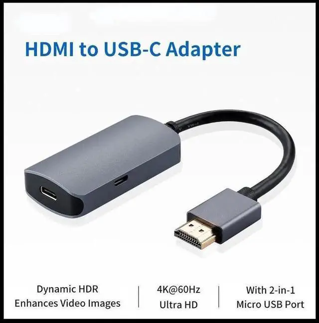 Alt view image 4 of 7 - Premium 4K 60Hz HDMI Male to USB-C Female Adapter Type C USB 3.1 Monitor Input to HDMI-Output Laptop Converters USB C