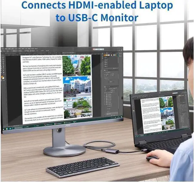 Alt view image 7 of 7 - Premium 4K 60Hz HDMI Male to USB-C Female Adapter Type C USB 3.1 Monitor Input to HDMI-Output Laptop Converters USB C