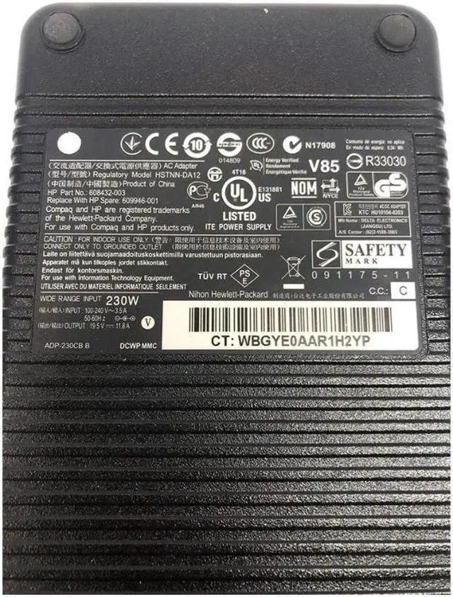 Alt view image 3 of 5 - Anicorn Genuine 230W 19.5V 11.8A A/C Adapter for HP Elitebook Probook Laptop HSTNN-LA12