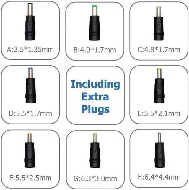 Alt view image 2 of 7 - Excelity AC to DC 15V 3A Power Supply Adapter with 5.5mm x 2.1mm Connector Plug for LCD Tablets Webcam Routers Toys Recorder Bluetooth Speaker
