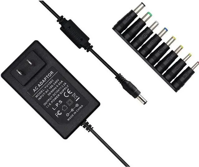Main image of Excelity AC to DC 15V 3A Power Supply Adapter with 5.5mm x 2.1mm Connector Plug for LCD Tablets Webcam Routers Toys Recorder Bluetooth Speaker