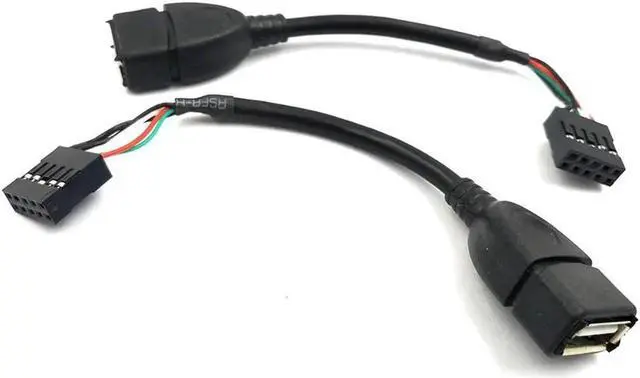 Main image of Anicorn Duttek (2-Pack) 10CM USB 2.0 Type A Female to Dupont 9 Pin Female Header Motherboard Cable Cord (AF/9Pin 0.1M)