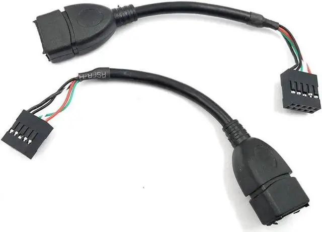 Alt view image 5 of 6 - Anicorn Duttek (2-Pack) 10CM USB 2.0 Type A Female to Dupont 9 Pin Female Header Motherboard Cable Cord (AF/9Pin 0.1M)