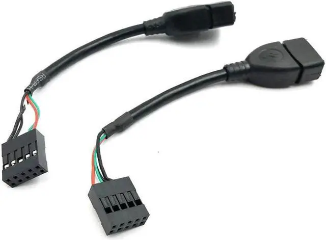 Alt view image 2 of 6 - Anicorn Duttek (2-Pack) 10CM USB 2.0 Type A Female to Dupont 9 Pin Female Header Motherboard Cable Cord (AF/9Pin 0.1M)