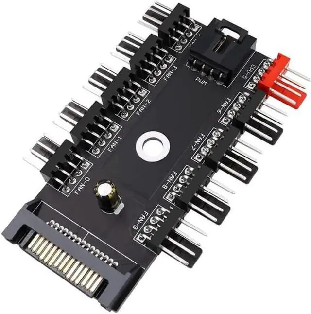 Main image of 4-Pin PWM Fan Power Supply Cable 1 to 10 Splitter 10 Way Hub 15 Pin SATA Powered PC Case Internal Motherboard Fan Power Extension Cable Cord for ATX Computer Case 4-Pin and 3-Pin Cooling Fans