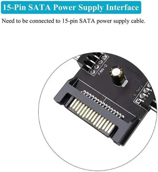 Alt view image 6 of 6 - 4-Pin PWM Fan Power Supply Cable 1 to 10 Splitter 10 Way Hub 15 Pin SATA Powered PC Case Internal Motherboard Fan Power Extension Cable Cord for ATX Computer Case 4-Pin and 3-Pin Cooling Fans