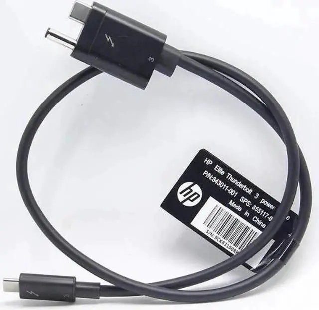 Main image of Thunderbolt 3 Cable: Custom End (AC+USB Type-C to USB Type-C) for HP Part Number: 843011-001