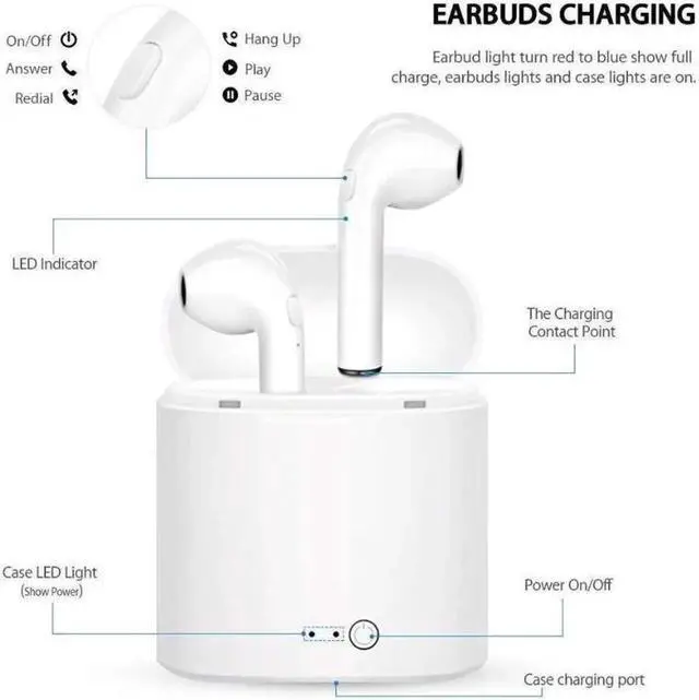 Alt view image 4 of 6 - Wireless Earbuds Bluetooth Headphones Stereo Earphone with Built-In Mic with Charging Case Cordless Sport Headsets for AirPods iPhone XS XR X 8 7 plus 6 6s plus Android Samsung Galaxy
