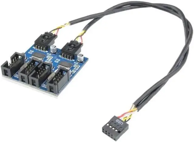 Alt view image 2 of 6 - JAENFONG 9Pin USB Splitter Motherboard USB 9Pin Header Splitter 1 to 4 Extension Cable Adapter 9Pin 1 to 4 USB HUB Connectors