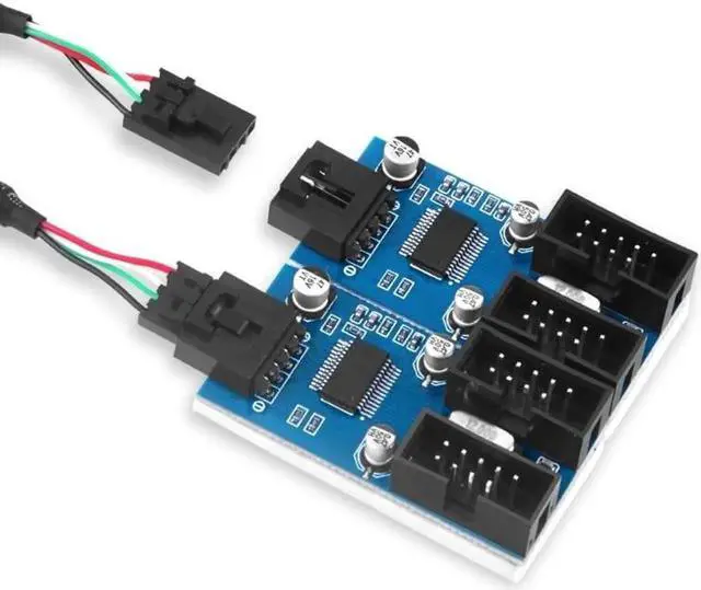 Alt view image 5 of 6 - JAENFONG 9Pin USB Splitter Motherboard USB 9Pin Header Splitter 1 to 4 Extension Cable Adapter 9Pin 1 to 4 USB HUB Connectors