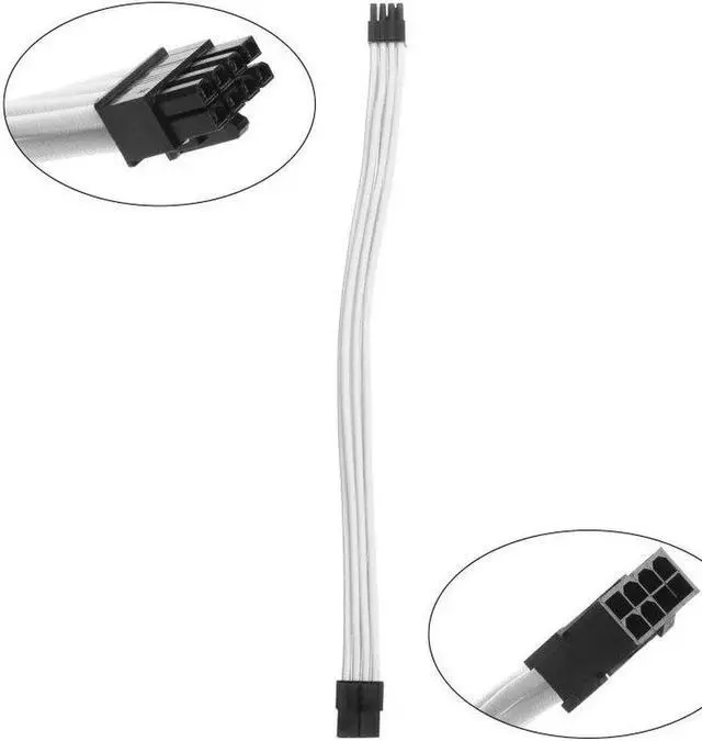 Main image of JAENFONG Custom PSU Sleeved Cable Extension Kit 18AWG 24Pin ATX / 8 Pin GPU CPU 6Pin Power Supply with Combs 30CM/11.8in(GPU 8PIN) (White)