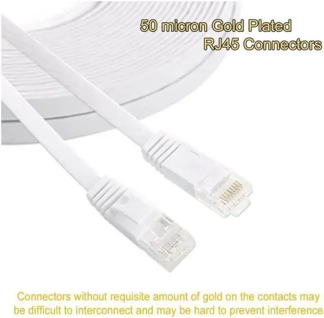Alt view image 3 of 7 - Cat 6 Ethernet Cable - Flat Internet Network Cable - Cat6 Ethernet Patch Cable Short - Cat 6 Computer LAN Cable with Snagless RJ45 Connectors (10Ft-2pack-White)
