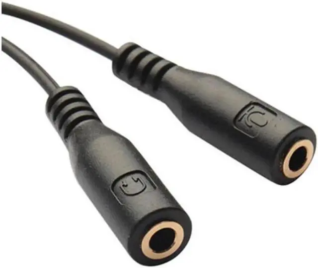 Alt view image 2 of 4 - Size 3.5mm Stereo Audio Male To 2 Female Earphone Mic TRRS Y Splitter Cable Adapter Cable Wire