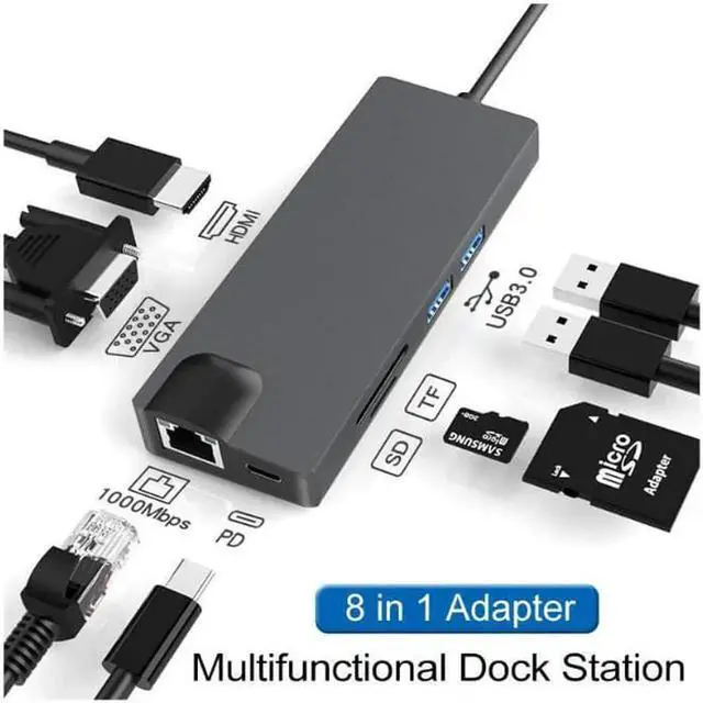 Main image of COFIER type-c docking station eight-in-one hdmi/vga converter hub expansion docking station computer network card hub