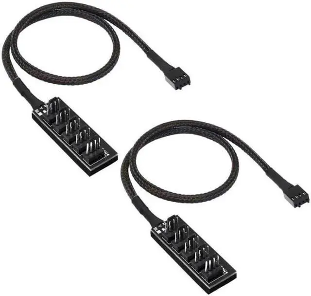 Main image of 4 Pin PWM Fan Hub Splitter Power Supply Cable 1 to 5 Way PC CPU Cooling Case Fan Power Extension Cable for ATX Computer Case 4-Pin & 3-Pin Cooling Fans(14.8inch)(2-Pack)