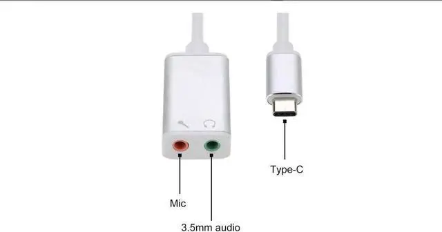 Alt view image 4 of 4 - USB 3.1 Type C USB-C to 3.5mm Audio Speaker Microphone Female Earphone Headset Adapter Cable Cord for New Macbook 12" Chromebook - Silver