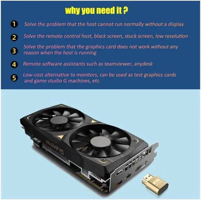 Alt view image 4 of 5 - HDMI Dummy Plug 4K High Resolution Virtual Monitor Display Emulator New Generation Headless Display Adapter Compatible with Windows Mac OSX Linux, 3Pack