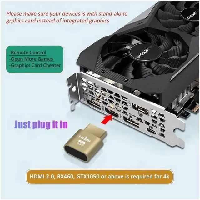 Alt view image 2 of 5 - HDMI Dummy Plug 4K High Resolution Virtual Monitor Display Emulator New Generation Headless Display Adapter Compatible with Windows Mac OSX Linux, 3Pack