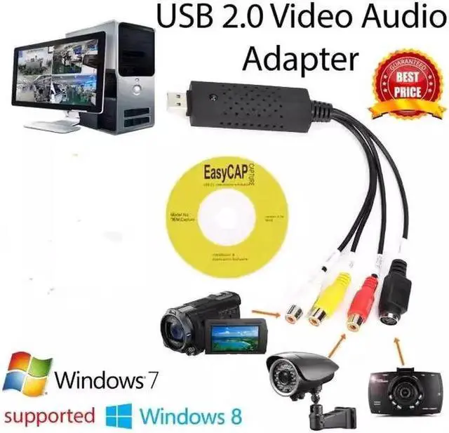 Alt view image 2 of 4 - One way USB 2.0 video capture card set-top box recorder game console RCA monitoring AV to computer laptop