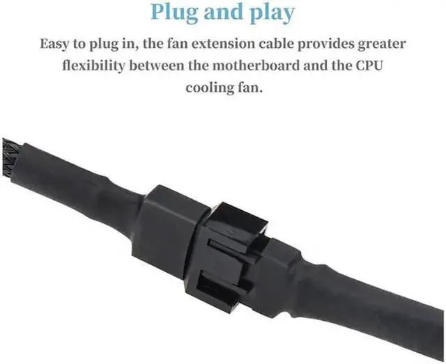 Alt view image 6 of 7 - 5 Pack 4 Pin PWM Fan Power Extension Cable with Black Sleeved Braided,CPU Cooler 4Pin Male to Female Adapter Cord for Computer ATX Case 4 Pin 3 Pin Cooling Fan - 15.7 Inch ,Black