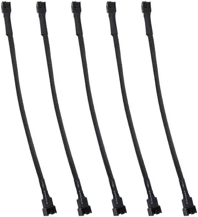 Alt view image 5 of 7 - 5 Pack 4 Pin PWM Fan Power Extension Cable with Black Sleeved Braided,CPU Cooler 4Pin Male to Female Adapter Cord for Computer ATX Case 4 Pin 3 Pin Cooling Fan - 15.7 Inch ,Black
