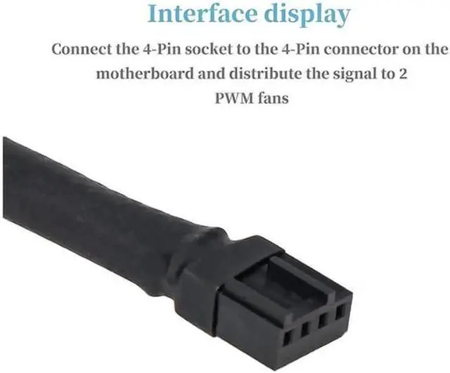 Alt view image 3 of 7 - 5 Pack 4 Pin PWM Fan Power Extension Cable with Black Sleeved Braided,CPU Cooler 4Pin Male to Female Adapter Cord for Computer ATX Case 4 Pin 3 Pin Cooling Fan - 15.7 Inch ,Black
