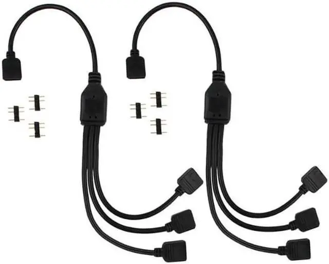 Alt view image 4 of 4 - Anicorn 2 Pack 5V 3-Pin RGB 3-Way Female to x Female RBW LED Strip Splitter Cable,3 Port AURA RGB Lighting Hub w/ Gender Changer Adapter - 1 Foot