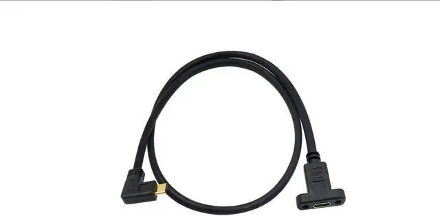 Main image of Poyiccot 90 Degree USB C Male to Female Extension Cable 2feet/60cm, Right Angled USB 3.1 Type C Extender Charging & Sync Cable with Panel Mount Screw Hole (USB C Right M/F)