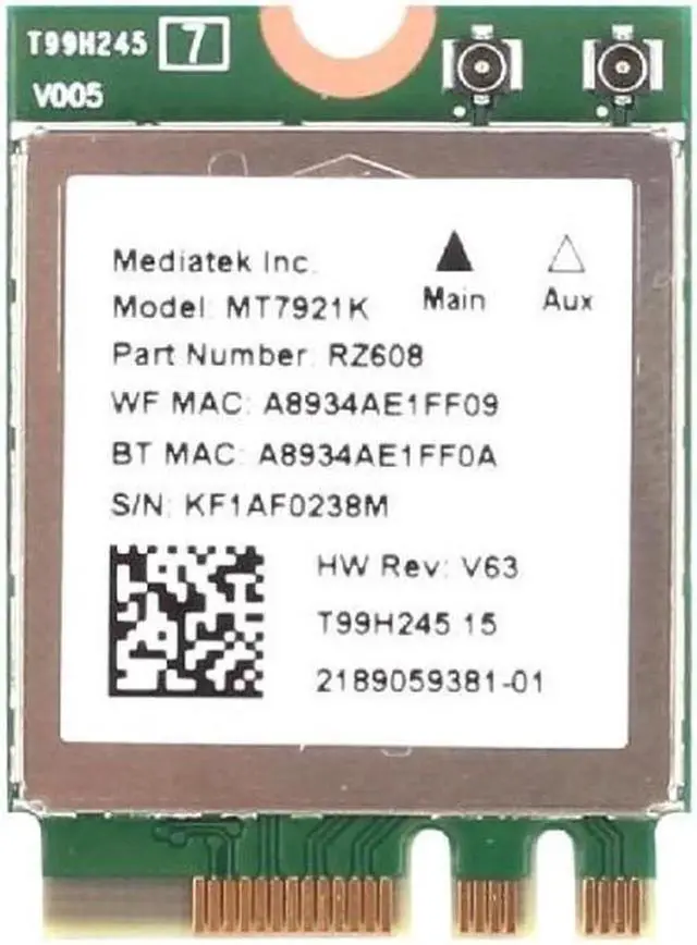 Main image of Wi-Fi 6E MediaTek MT7921k Tri band 1800Mbps 2.4G/5G/6G Bluetooth 5.2 WiFi 6 Wireless Card 802.11AX Windows 10 / 11