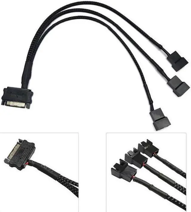 Alt view image 2 of 4 - 1Pcs 30cm SATA 1 To 3 4-Pin Power Cable PC Computer Cooling Fan Splitter Hub Converter Adapter Extension Wire Cord