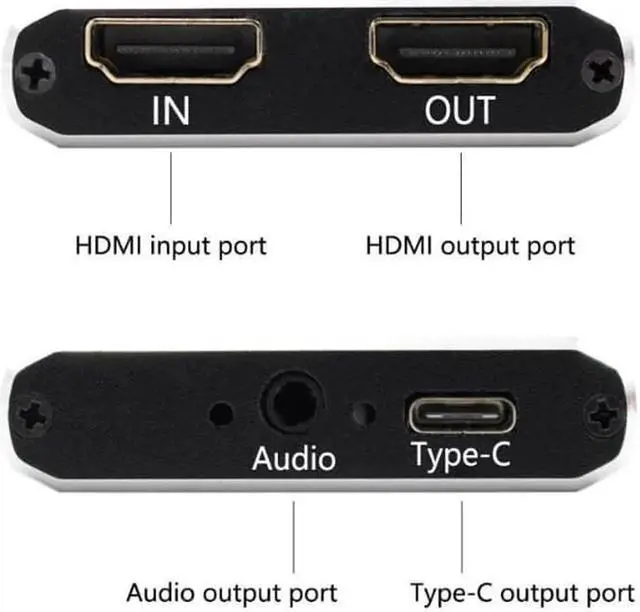 Alt view image 4 of 4 - USB Video Capture Card Grabber HD to Type-C/USB C/USB 3.0 1080P 60fps Game Adapter with HDMI Loop Output for Windows Linux Os X