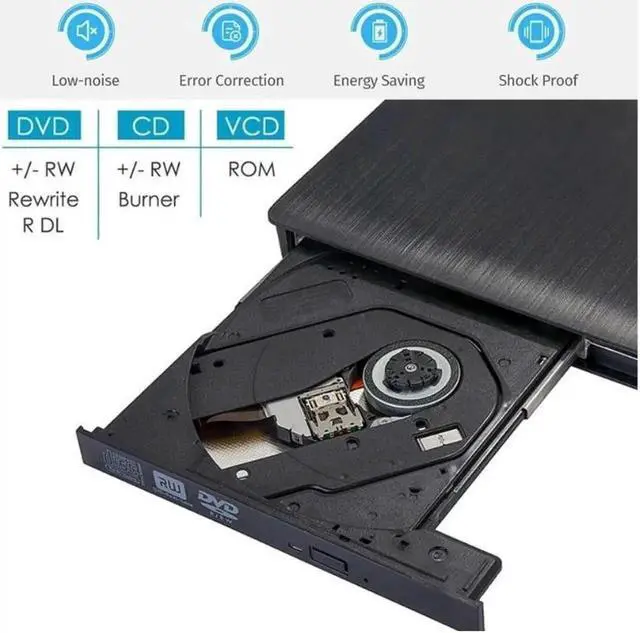Alt view image 6 of 7 - External CD DVD Drive, Type C USB 3.0 CD DVD RW Reader Burner Portable CD-RW/VCD-RW Player Rewriter High Speed Low Noise Super drive for Laptop, Desktop, Mac OS, Windows 10/8/7/XP/Linux