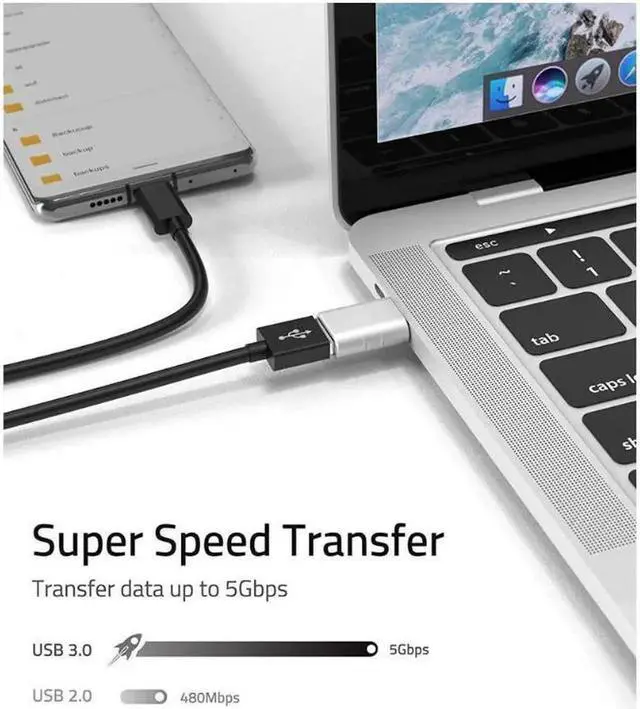 Alt view image 3 of 7 - USB C to USB Adapter Pack of 2 USB C Male to USB3 Female Adapter Compatible with MacBook Pro 2021 iMac iPad Mini 6/Pro MacBook Air 2022 and Other Type C or Thunderbolt 4/3 Devices Space Silver