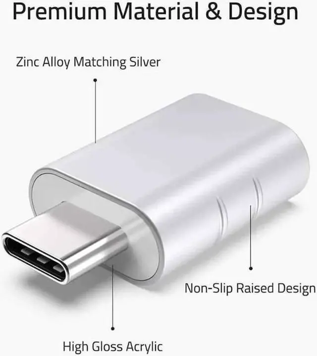 Alt view image 7 of 7 - USB C to USB Adapter Pack of 2 USB C Male to USB3 Female Adapter Compatible with MacBook Pro 2021 iMac iPad Mini 6/Pro MacBook Air 2022 and Other Type C or Thunderbolt 4/3 Devices Space Silver