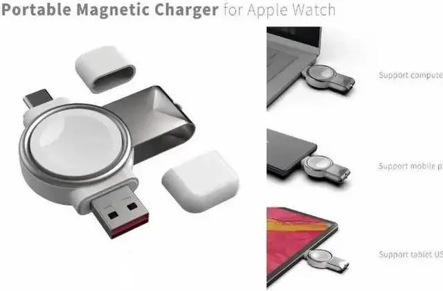 Alt view image 3 of 4 - Suitable for Apple watch portable wireless magnetic fast charging USB/TypeC bidirectional interface