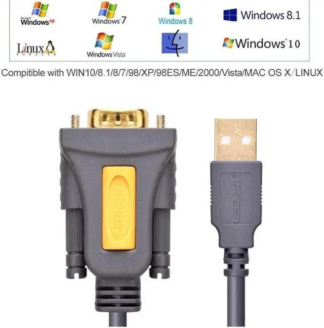Alt view image 2 of 7 - USB 2.0 to RS232 DB9 Serial Cable Male A Converter Adapter with PL2303 Chipset for Win8.1/8, Compatible with 8/7/Vista/XP//2000 and Mac OS X 10.6 and Above (3ft/1m) 20210