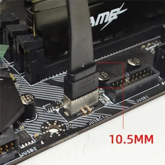 Alt view image 2 of 6 - JAENFONG USB3.2 Front Panel Header Type to USB C Female Extension Cable High Speed Data Transmission and Power Supply