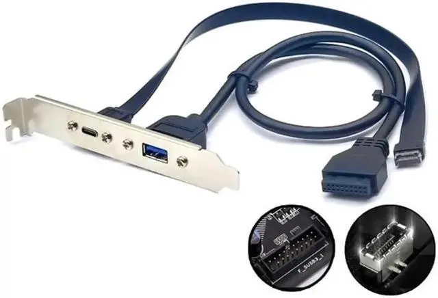 Alt view image 4 of 6 - JAENFONG USB3.2 Front Panel Header Type to USB C Female Extension Cable High Speed Data Transmission and Power Supply