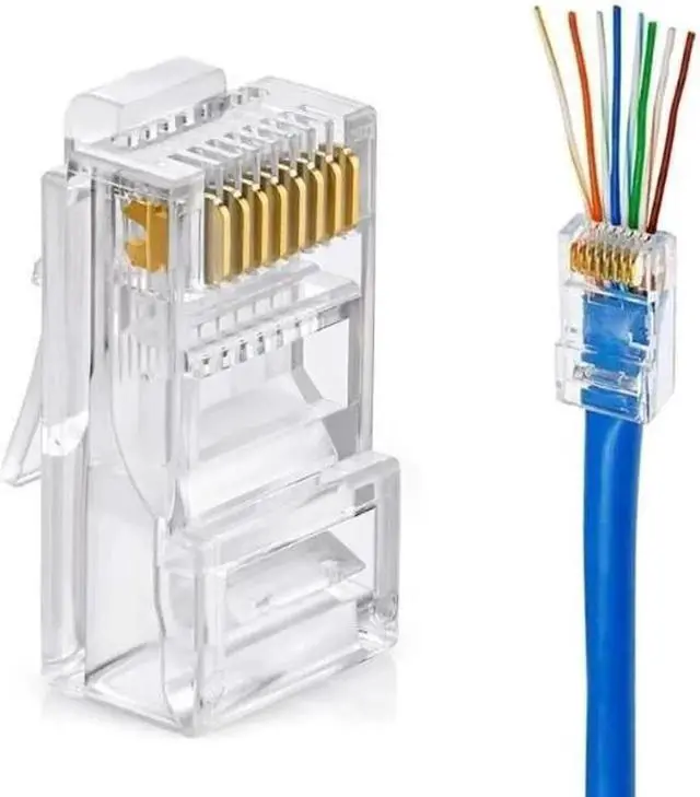 Main image of Cat6 Connector Cat6 RJ45 Ends 100-Pack Cat6 / Cat5e / Cat5 RJ45 Connector Ethernet Cable Crimp Connectors UTP Network Plug for S