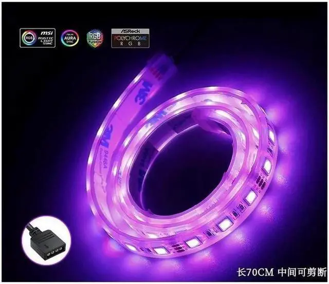Alt view image 4 of 4 - 70cm (27.5inch) LED Strip Light 12V 4-pin Desktop Chassis decorative RGB LED Strip