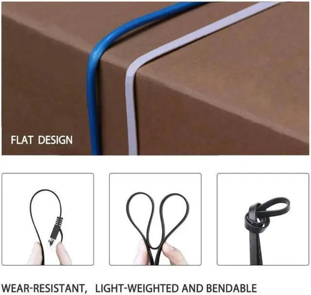 Alt view image 5 of 7 - Cat 6 Ethernet Cable Black 10ft (2 Pack)(at a Cat5e Price but Higher Bandwidth) Flat Internet Network Cable - Cat6 Ethernet Patch Cable Short - Cat6 Computer Cable with Snagless RJ45 Connectors
