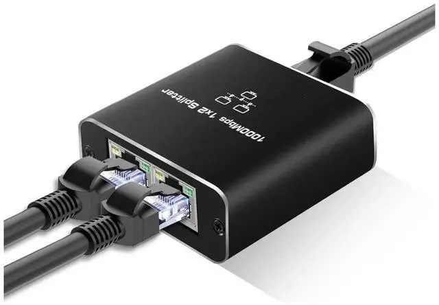 Main image of RJ45 Ethernet Splitter 1 to 2 Out, 1000Mbps Network Splitter with USB Power Cable, Gigabit LAN Internet Splitter Connector for Cat 5/5e/6/7/8, Support Two Devices Working Simultaneously
