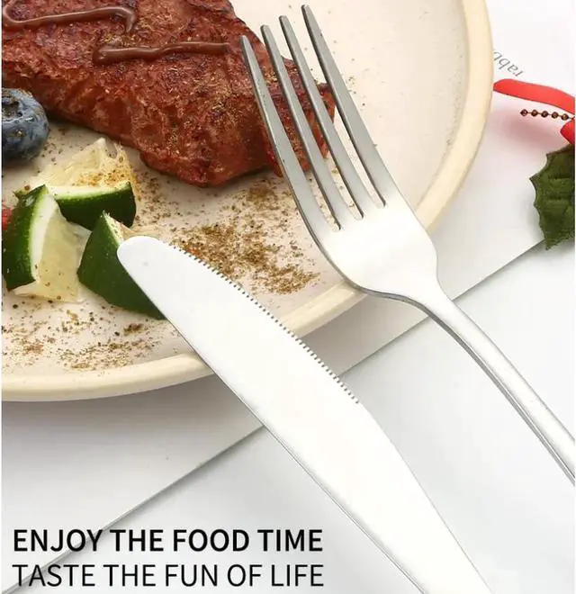 Alt view image 4 of 4 - 24 piece stainless steel cutlery set gift box set hotel cutlery steak knife fork spoon cutlery gift box