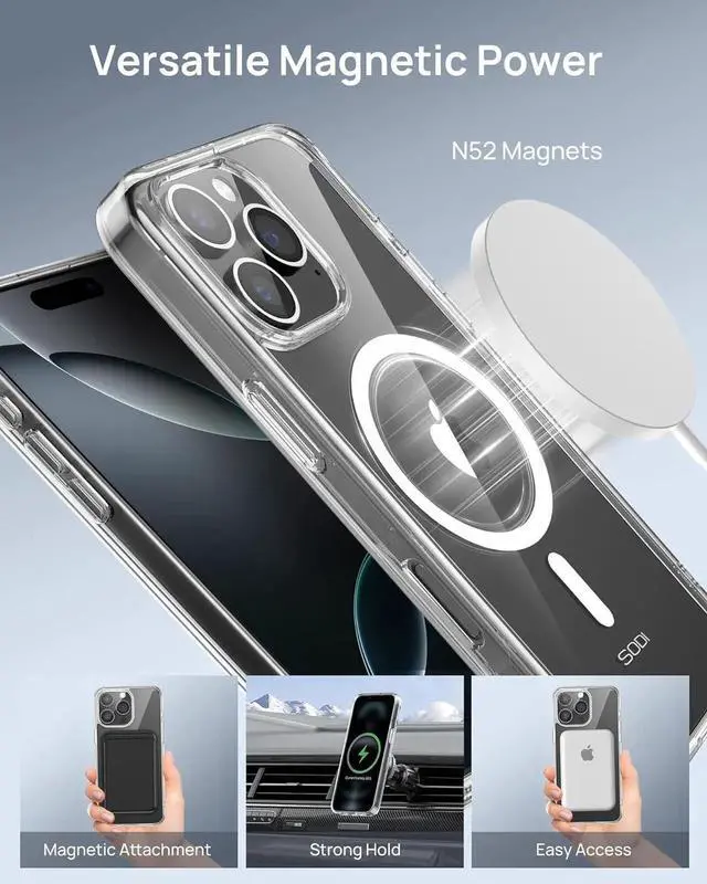 Alt view image 2 of 7 - 3-in-1 for iPhone 16 Pro Max Case,[1X Screen Protector + 1X Camera Lens Protector][Military-Grade Protection][Not-Yellowing] Shockproof Magnetic Case for iPhone 16 Pro Max 6.9 Inch, Clear