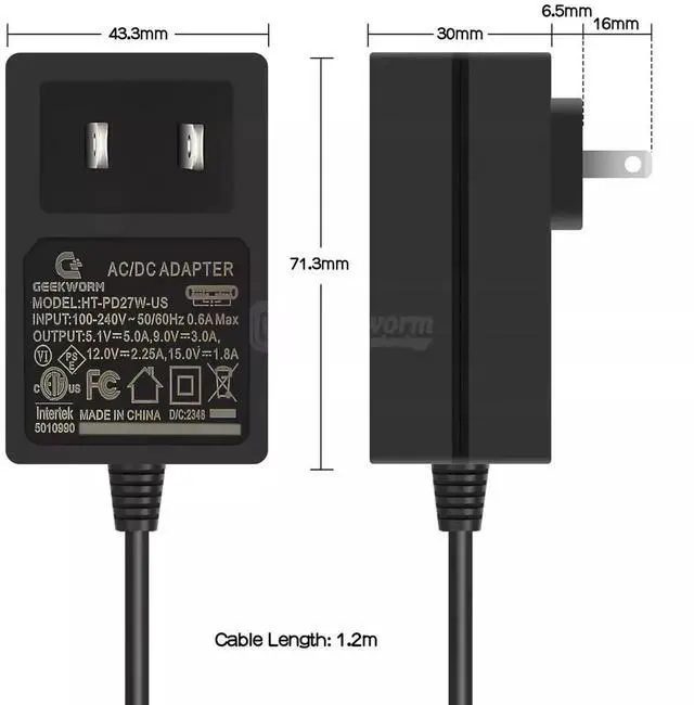 Main image of 27W Power Supply for Raspberry Pi 5, PD Adapter USB C Power Adapter for Raspberry Pi 5 8GB 4GB